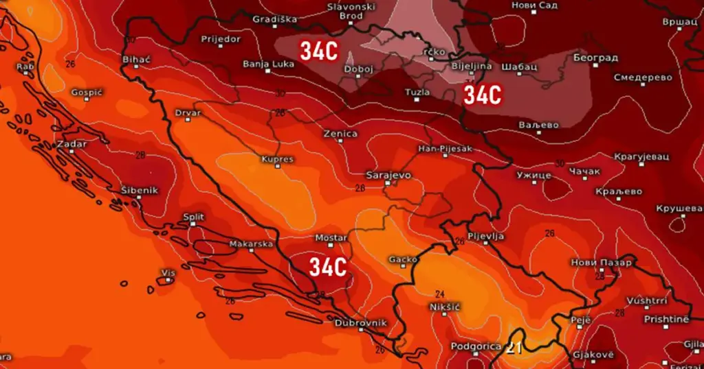 BiH u crvenom zadnji put ovog ljeta: Vreli dani sa jako visokim temperaturama, evo kada stižu kiše