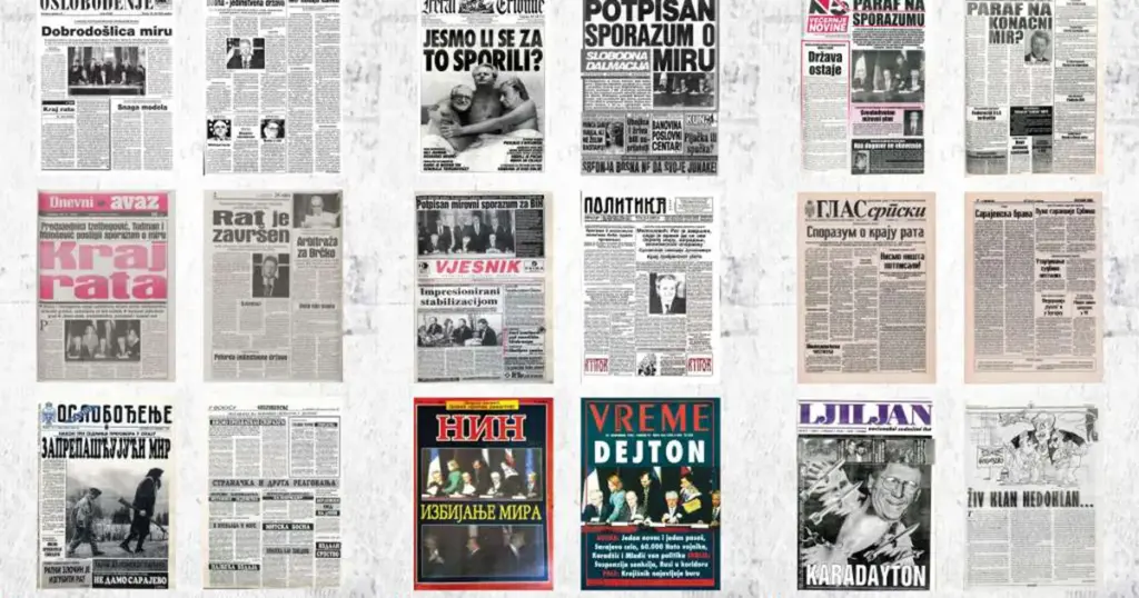 Mediacentar Sarajevo priređuje izložbu odabranih naslovnica i članaka “Dayton 1995-2025”