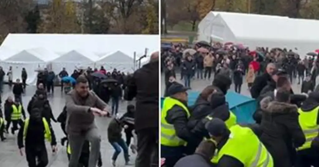 Izbila tuča ispred Skupštine Srbije: Sukob izbio kad su “ćaciji” postavili šator ispred ulaza