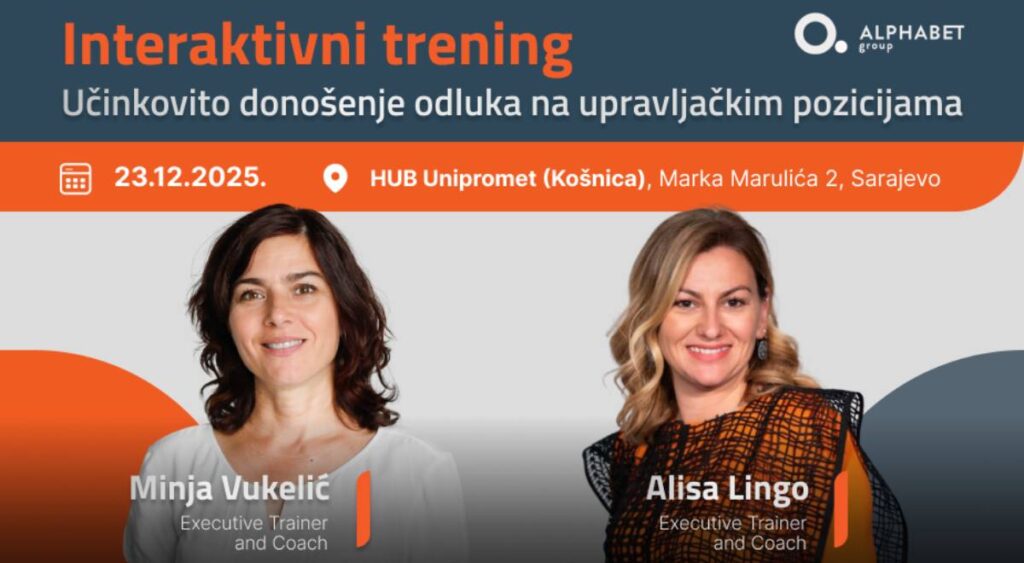 Prijavite se na interaktivni trening “Učinkovito donošenje odluka na upravljačkim pozicijama”